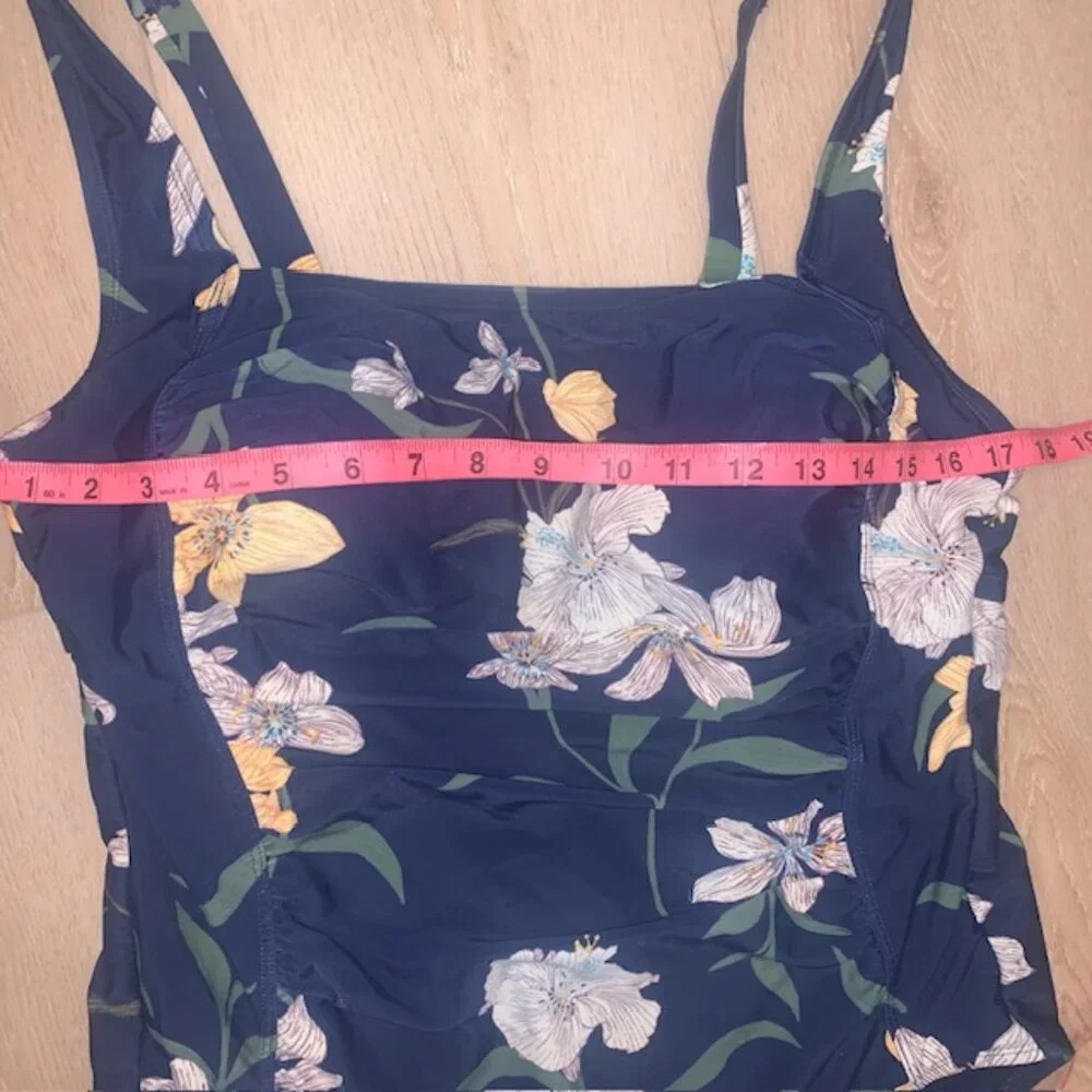 Shade & Shore Navy Floral One-Piece tummy control Swimsuit – Size 16 (Plus Size)